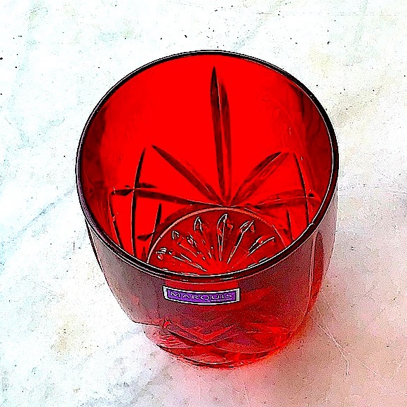 MARQUIS BY WATERFORD BROOKSIDE GLASS RED DOUBLE OLD FASHIONED CRYSTAL NEW - Picture 2 of 4